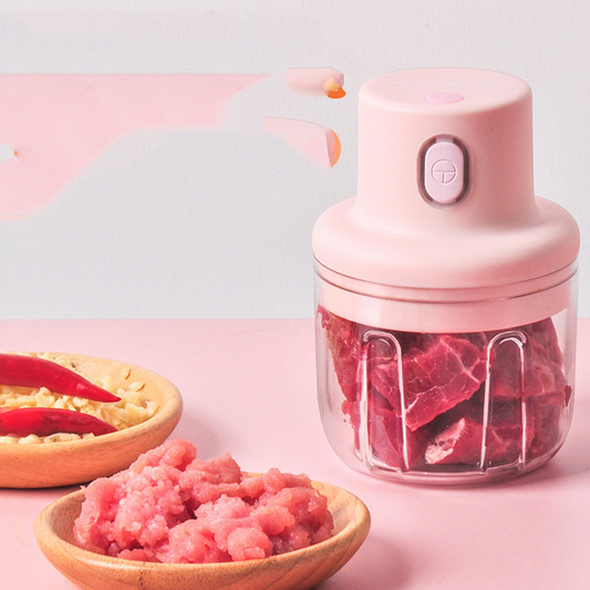 250ml Pink Wireless Electric Garlic Masher Sturdy Press Mincer Vegetable
