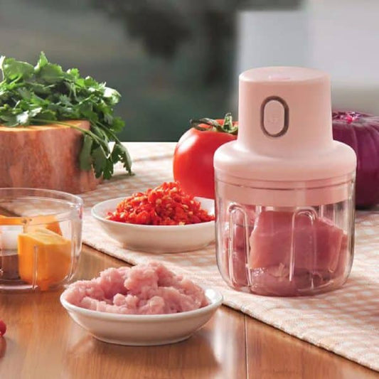 250ml Pink Wireless Electric Garlic Masher Sturdy Press Mincer Vegetable